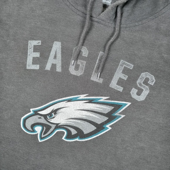Philadelphia Eagles Majestic Hoodie Men's XL Gray Pullover NFL Football Fan Gear - Picture 6 of 10